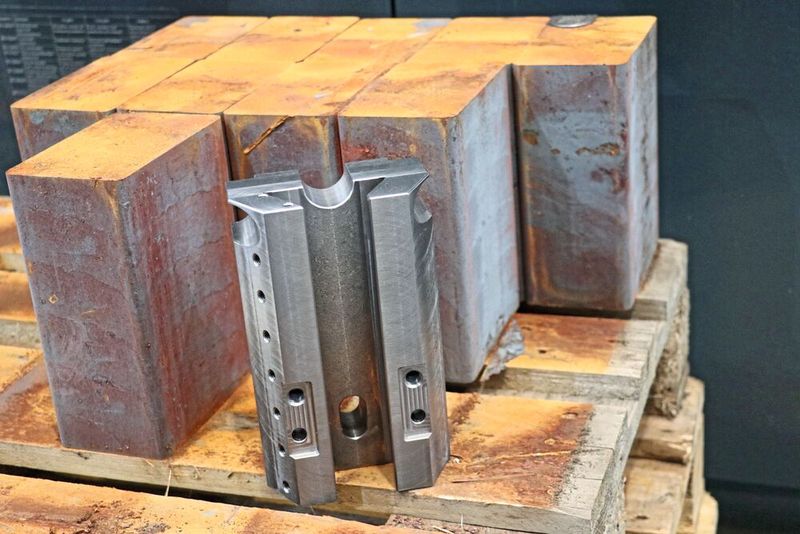 Rohmaterial aus Stahlvollmaterial und Aluminium-Rohlingen – Ausgangsmaterial für die anspruchsvolle CNC-Lohnfertigung bei Maschinenbau Strunk. (Bild: Haimer)