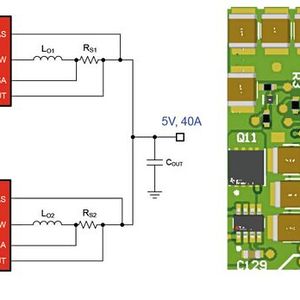 Figure 1: Simplified schematic (a) and layout (b) of a two-phase step-down converter.(Image: TI)