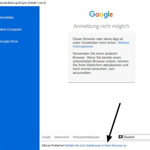 Fehlerbehebung bei der Anmeldung an Google Drive.