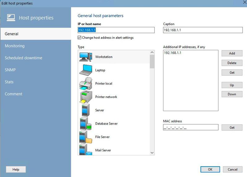 Anpassen von Hosteigenschaften im 10-Strike Network Monitor. (Bild: Joos - 10-Strike Software)