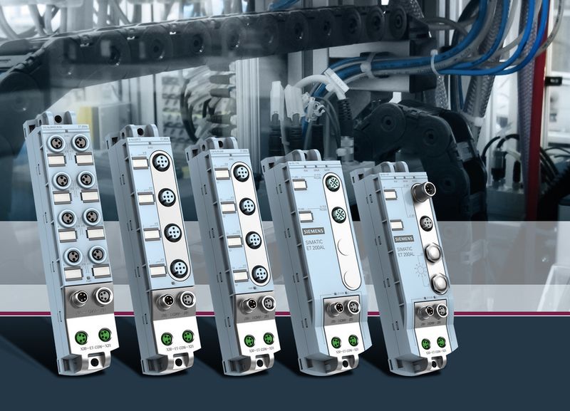 Ihre Produktfamilie der dezentralen Peripherie Simatic ET 200 erweitert die Siemens-Division Industry Automation um die neue Produktlinie Simatic ET 200AL. Die Gerätelinie mit hoher Schutzart IP67, besonders kompaktem Design, geringem Platzbedarf und Gewicht ist speziell für verteilte Anwendungen auf engem Raum und bei Bewegung konzipiert. (Bild: Siemens)