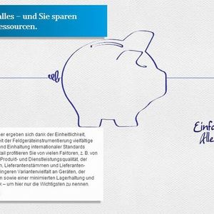 Die Spareffekte, die Kunden durch Endress+Hauser erzielen, werden bildhaft durch ein Sparschwein dargstellt.