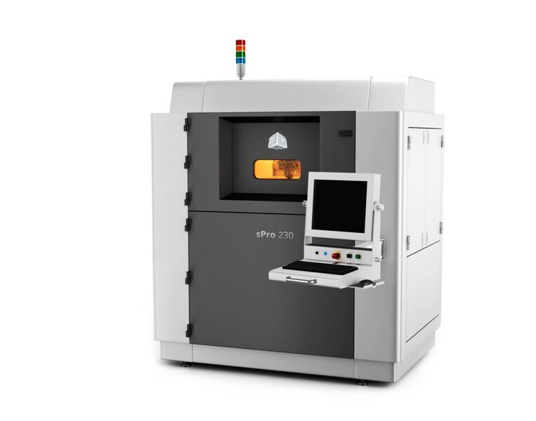 3D Systems hebt niedrige Gesamtbetriebskosten hervor und, dass seine Maschinen verschiedene thermoplastische Materialien verarbeiten können. Zu sehen ist die sPro 230. (3D Systems)