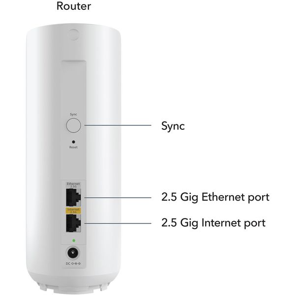 Der Router der Orbi-370-Serie wartet mit zwei 2,5-GbE-Ports auf: einer für WAN und einer für LAN.  (Bild: Netgear)