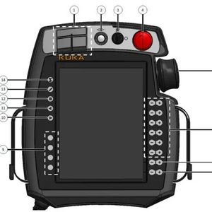 Kuka Smartpad with callouts: 6D mouse, tactile bumps on key buttons, hard triggers(Source:  Ency)