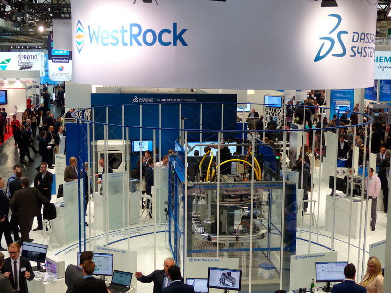Highlight am Stand von Dassault Systèmes ist der Showcase mit WestRock.  (M. Zwettler/konstruktionspraxis)
