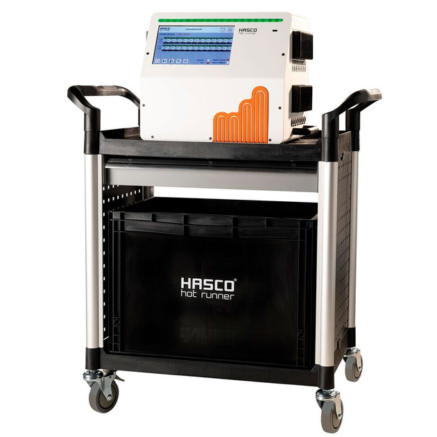 Controller cart keeps hot runner control units handy