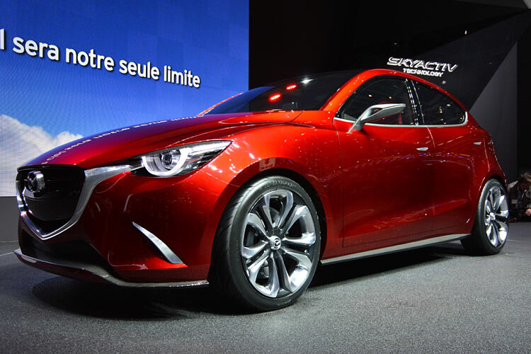 Schnittiger Kompaktwagen: Mazda präsentierte in Genf die Designstudie des neuen Mazda 2. (Foto: Achter)
