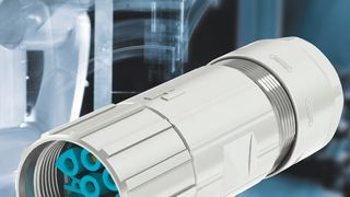 Der Hybrid-Rundsteckverbinder M23 Hybrid vereint die Datenübertragung nach CAT.5e mit einer hohen Leistungsverarbeitung. Er ist vibrationssicher und weist eine Dichtigkeit von IP67 / IP69K auf. (Bild: Hummel)
