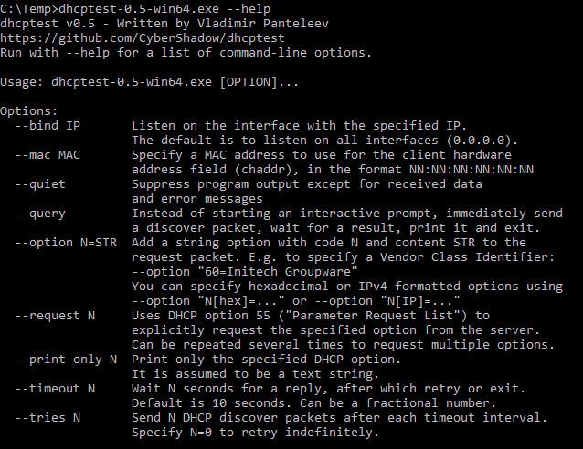 Neben Standard-Informationen kann dhcptest.exe auch weiterführende Aktionen durchführen. Dadurch eignet sich das Tool auch für Profis. (Bild: Joos)