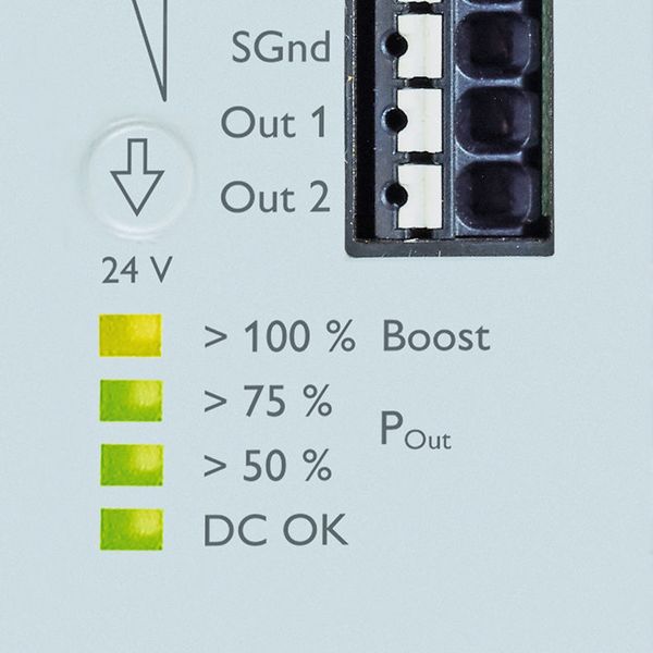 Der LED-Bargraph informiert zu jedem Zeitpunkt über die aktuelle Ausgangsleistung. (Phoenix Contact)