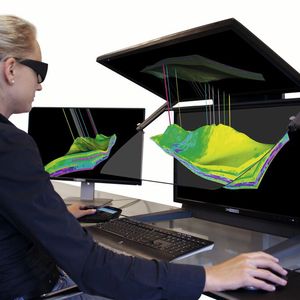 Bei der Visiualisierung von 3D-Geodaten in der Öl- und Gasindustrie wird speziell zur Exploration und Produktionssteigerung auf stereo-fähige Software gesetzt.(Bild:  Schneider Digital)