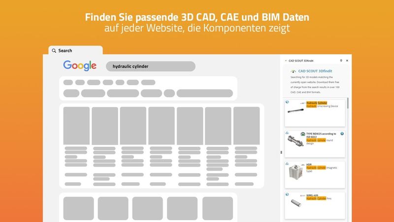 Passende 3D-CAD, CAE- und BIM-Daten auf jeder Website, die Komponenten zeigt.(Bild:  CADENAS GmbH)