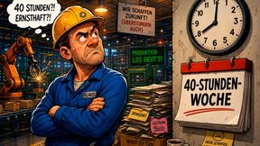 Wenn man seit vielen Jahren die 35-Stunden-Woche gewöhnt ist, schnappt man bei der Forderung seitens der Arbeitgeber, wieder 40 Stunden zu arbeiten, durchaus und verständlich ein. Doch wenn die Gewerkschaft nicht darauf eingeht, kann das weitere Jobs kosten ... (Bild: KI-generiert)