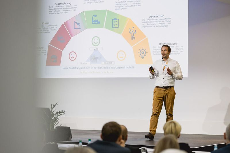 Yncoris in Knapsack transformiert Ersatzteilprozesse und stärkt die Resilienz chemischer Anlagen durch Pooling-Strategien, digitale Zwillinge und Lifecycle-Tracking, wie Henning Hörbelt in seinem Vortrag präsentiert. (Bild: Stefan Bausewein)