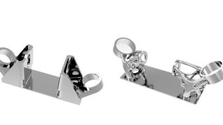 Konventionell (links) vs. additiv konstruierte und gefertigte (rechts) Niederdruckturbinenhalterung für ein Düsentriebwerk. (Sintavia)