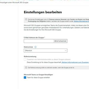 Erstellen einer neuen Microsoft-365-Gruppe.(Bild:  Joos - Microsoft)