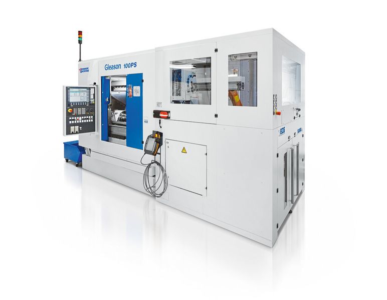 Bild 2: Die Wälzschälmaschine 100PS und die Automationszelle bilden sowohl funktionell als auch optisch eine Einheit. (Bild: Gleason)