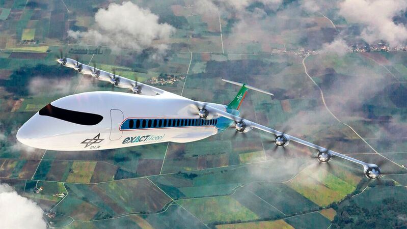 Zukunftsvision eines Regionalflugzeugs mit Brennstoffzellenantrieb.
