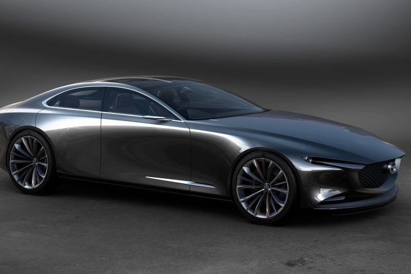 Mit dem Vision Coupé gibt Mazda einen Ausblick auf das Kodo-Design der nächsten Generation. Auffallend ist die weit nach hinten versetzte Kabine. (Mazda)