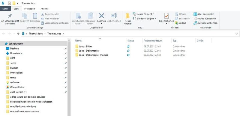 SharePoint-Bibliotheken sind nach der Synchronisierung im Explorer verfügbar. (Joos/Microsoft (Screenshot))