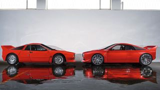 Ein typischer Vertreter der Kategorie „Resto-MOD“: Der EVO37 (rechts) ist eine modifizierte Neuauflage des legendären Lancia 037 (links). (Bild: Kimera)
