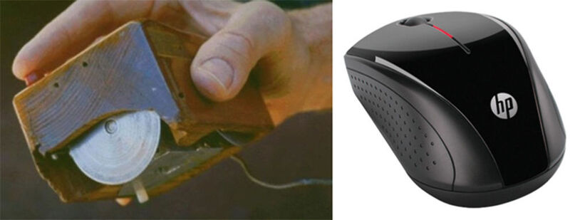 Figure 3: The humble but later ubiquitous mouse was invented by Douglas Englebart in 1964 (left) but has come a long way to the modern HP X3000. (Images courtesy of ComputingHistory.org and HP, respectively.) (Ultrahaptics)