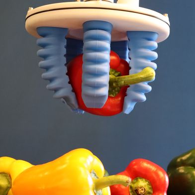 Weiche Greiferfinger aus FDA-zugelassenem Silikon gewährleisten das schonende Handling empfindlicher Produkte bei hoher Taktrate. (Bild: Soft Gripping GmbH)