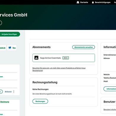 Mit nur einem Login ermöglicht die Startseite den nahtlosen Zugriff auf alle integrierten Module von Sage Active. (Bild: Sage)