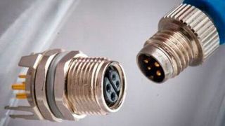 Single Pair Ethernet: Hybride M8-Schnittstelle mit SPE und Powerkontakten für bis zu 60 V DC / 8 A. (Harting)