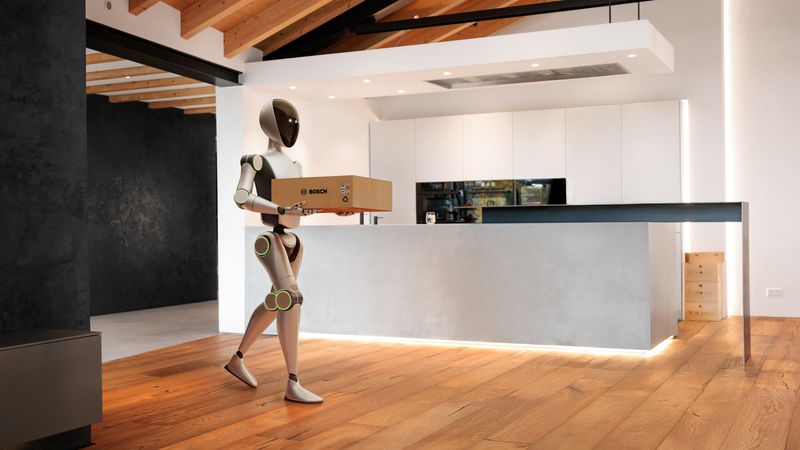 Bosch gestaltet fortschrittliche Robotik und insbesondere das sehr dynamische Wachstum humanoider Systeme bereits heute an entscheidenden Stellen mit und treibt Schlüsseltechnologien für Automatisierung und Robotik aktiv voran. (Bild: Bosch)