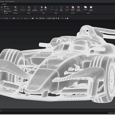 Ein Netz des GEN4-Formel-E-Rennwagens in Comsol Multiphysics.  (Bild: Comsol Multiphysics)