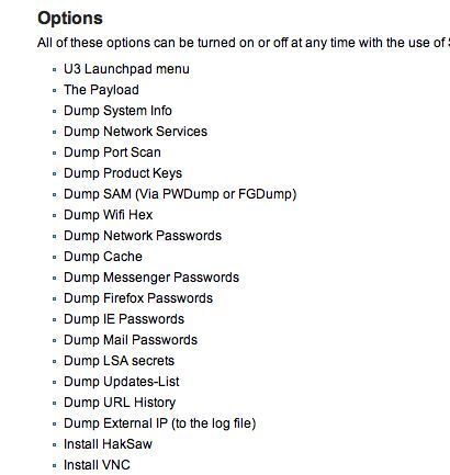 Exploit-Funktionen: Eine kurze Liste der Möglichkeiten, die ein Autorun Hacking USB-Stick bietet. (Archiv: Vogel Business Media)