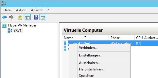 Abbildung 6: Rufen Sie im Anschluss im Hyper-V-Manager die Einstellungen des virtuellen Servers auf, indem Sie diese Festplatte zur Verfügung stellen wollen. (Bild: Joos)