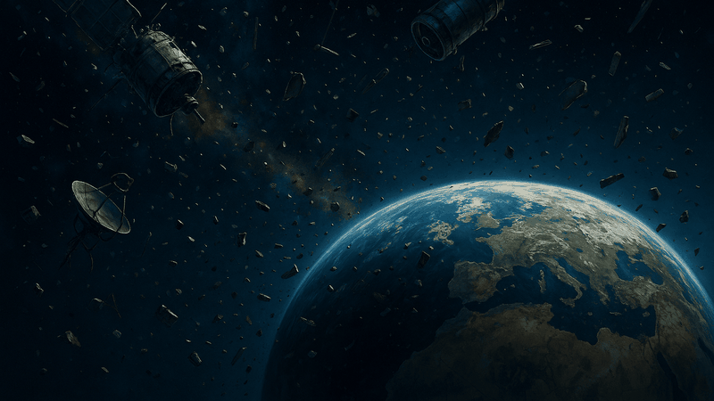 According to ESA, 130 million pieces of debris larger than one millimeter are orbiting the Earth.(Picture:  AI genertaed with ChatGPT)