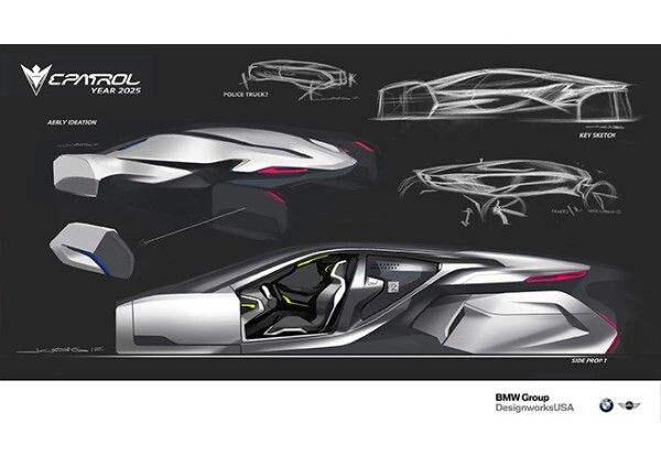 Der E-Patrol von BMW: hat drei Drohnen an Bord (Bild: BMW Group DesignworksUSA)