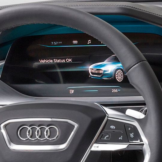 Cockpit-Ansicht aus der E-Tron-Quattro-Studie.(Foto:  Audi)