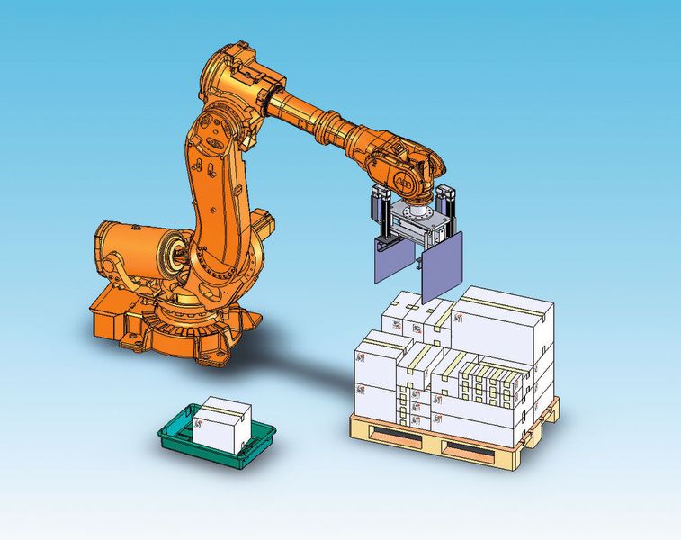 Was kann nach oben, was gehört nach unten? Dank intelligenter Bildverarbeitung und entsprechender Software packt der Roboter optimiert. Bild: CSI (Archiv: Vogel Business Media)
