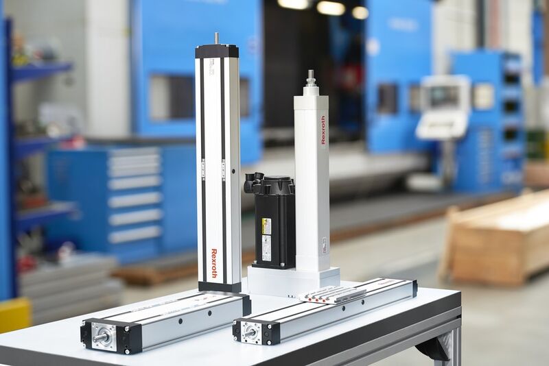 Bosch Rexroth hat sein Portfolio an einbaufertigen Linearsystemen für Werkzeugmaschinen erweitert: elektromechanische Zylinder und Linearachsen. (Bild: Bosch Rexroth)