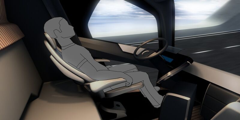 Voici le véhicule Volvo «Concept truck 2020». En mode convoi, le pilote automatique est enclenché. Cela permet au chauffeur de se reposer tandis que le véhicule prend lui-même en charge la conduite. (Image: Volvo)