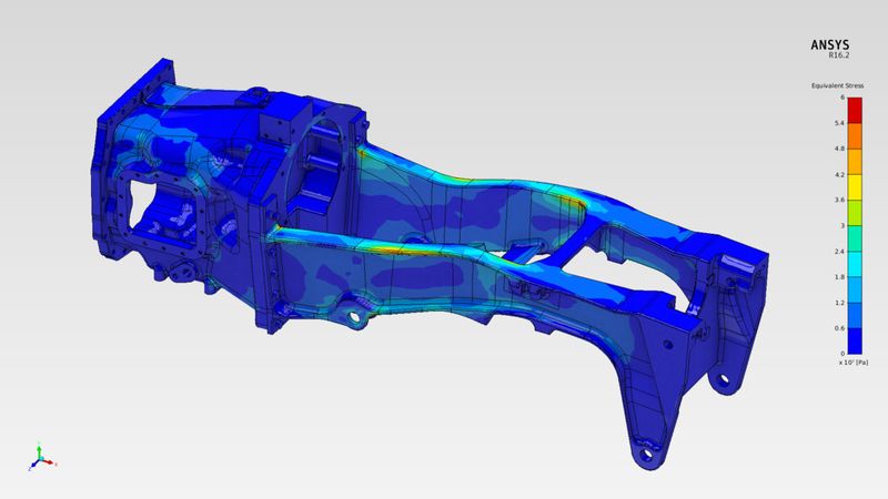 Das Bild zeigt die Belastungs-Analyse eines Kupplungs-Gehäuses. (Bild: Ansys)