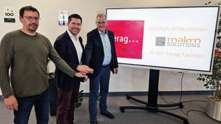 Ferag und Makrosolutions vereinen ihr Know-how! Von links: Mario Kroschky (Head of Product Management Graphics), Tommaso Ramundo (CEO Ferag Group), Gideon Martz (Global Head of Market Graphics & Managing Director Germany). (Bild: Ferag)