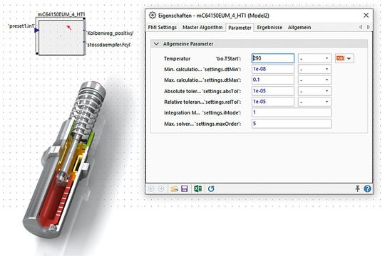Konstrukteure erhalten von ACE umfassende Daten von allen Stoßdämpfertypen als digitale Zwillinge, sodass sie diese virtuell im Simulationsmodell ihrer Applikation testen können.(Bild:  ACE Stoßdämpfer GmbH)