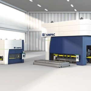Die neuen Simpac Servopressen-Generationen MX (links) und SX (rechts) mit 3000 bis
30.000 kN Presskraft.