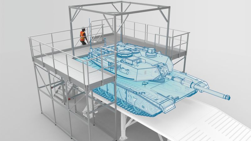 Stairways and platforms are used widely in maintenance and assembly areas in the aerospace and defence sectors.(Source:  item)