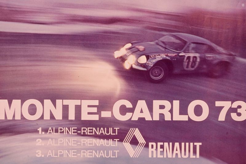 Werbeschild der Rallye Monte Carlo 1973. (Bild: Renault Alpine)