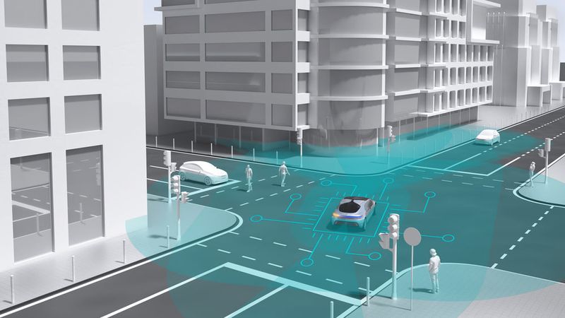 Ein Anwendungsgebiet der künstlichen Intelligenz (KI) ist das automatisierte Fahren. Durch den Einsatz von KI soll die Zahl der Unfälle reduziert werden. (Bosch)