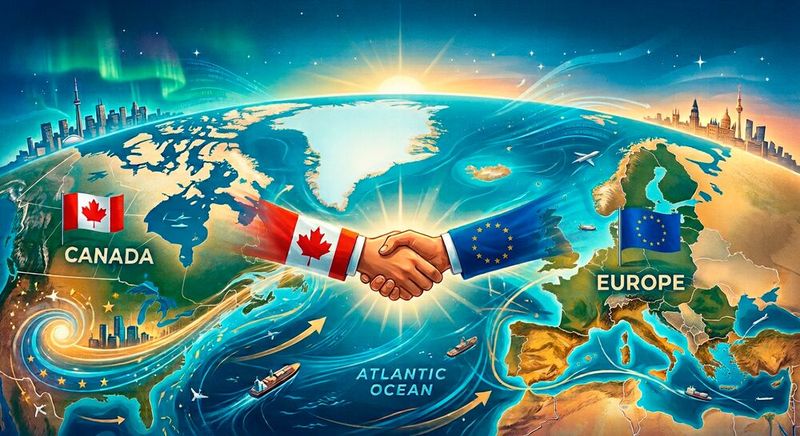 Kanada und die EU wollen enger zusammenrücken, unter anderem durch ein Digitalhandelsabkommen sowie bei der Regulierung und Sicherheit von KI.(Bild:  Gemini / KI-generiert)