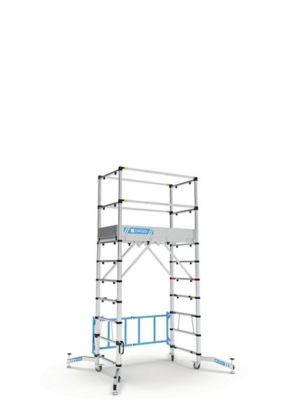 Der Zarges Teletower sei ein platzsparendes Gerüst zum Aufklappen. (Bild: Zarges)