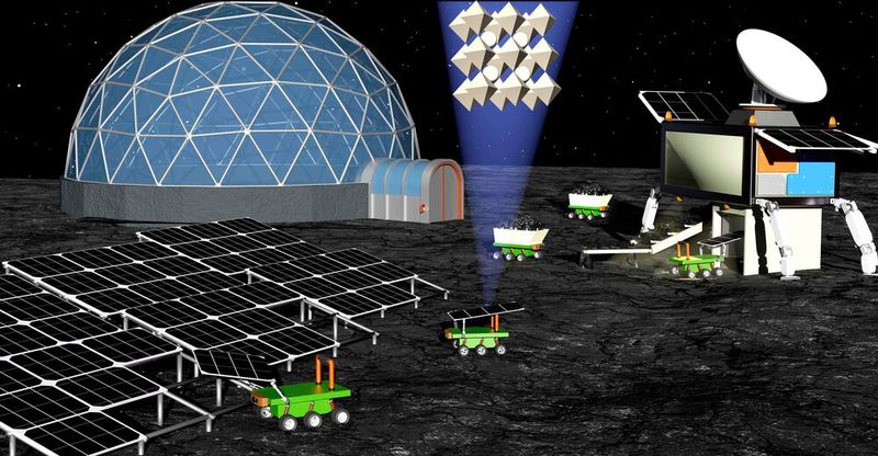So könnte die Produktion von Solarzellen auf dem Mond aussehen (künstlerische Darstellung). (Bild:  Sercan Özen)